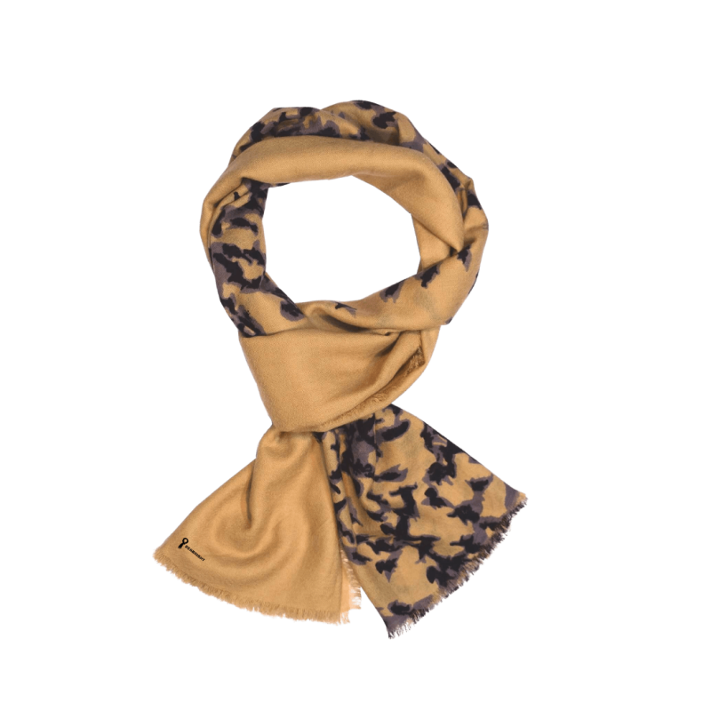 Scarf 100% Lamb Wool Houndstooth Camel Black